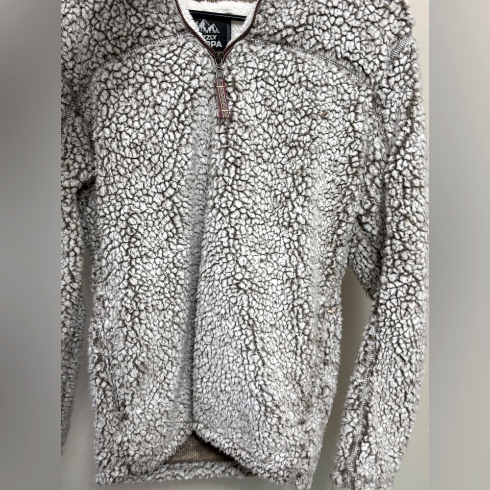 Quarter inch zip up fuzzy Sherpa pull over